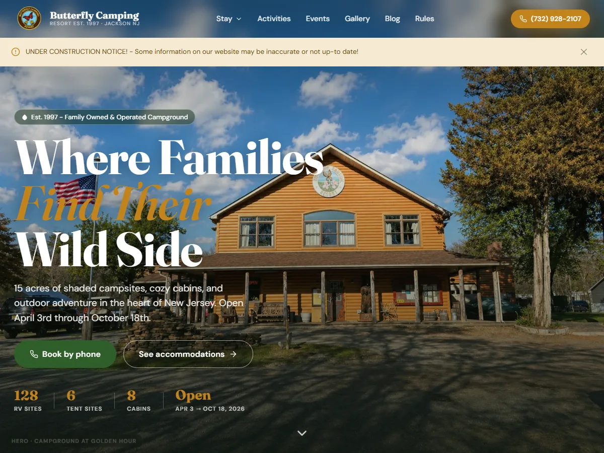 Butterfly Camping Resort website